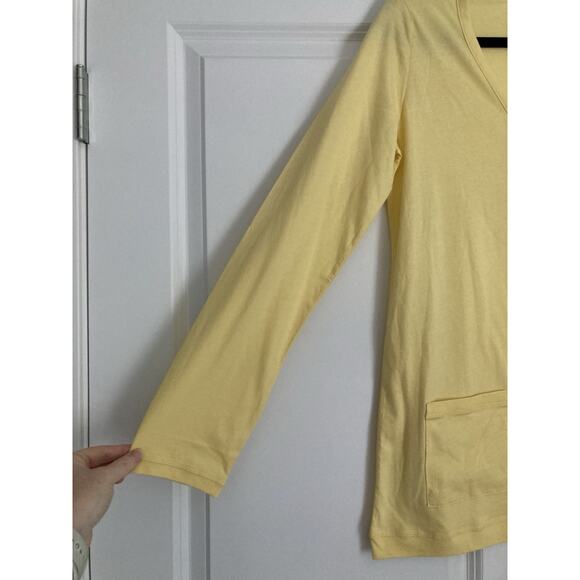Eileen Fisher Women Small V Neck Elongated Jacket Sunshine Organic Cotton Jersey - Picture 2 of 9
